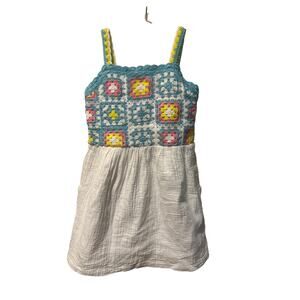 ⭐️ Girls Design History Crochet Granny Squares Gauzy Dress Size Small
